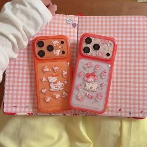 Sanrio | Advanced Orange IMD Bubble Hello Kitty Melody Cute Cartoon Phone Case For iphone 17 16 15 Pro Max 17 TPU Shockproof Bumper Cover