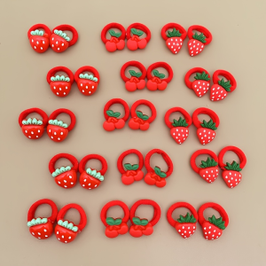 other | 10/30 Sweet and Adorable Strawberry/cherry Fruit Hairbands Red Holiday Towel Hair Ties girl’s Hair Ties and Headbands