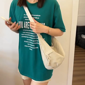 MOUSSON กระเป๋าสะพายข้างผู้หญิงกระเป๋าเกี๊ยวความจุขนาดใหญ่สไตล์เรียบง่ายในเมือง