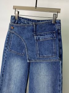 Plus Size American Style Womens Jeans Vintage Washed High Waist Irregular Loose Wide Leg Trousers All-match Ladies Denim Pants