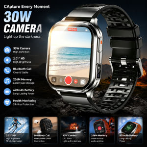 Mew Smartwatch P60 Max 2.01-inch HD Screen 30W Camera for HD Photography 100+ Sports Mode LED Flashlight Bluetooth Calling Watch