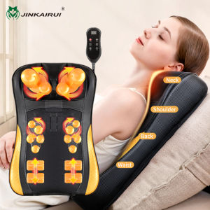 Jinkairui Neck Shoulder Massager Kneading Heating Back Wasit Massage Machine 4 in 1 Hand Control Body Massage Cushion
