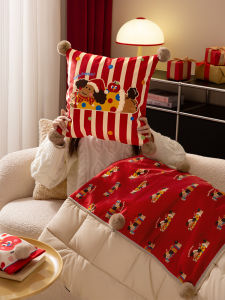 หมอนอิงแบบพับได้สองทางสำหรับนอนหลับในออฟฟิศและรถยนต์ หมอนอิงแบบหนาสีแดง เย้ายวนใจ เส้นใยโพลีเอสเตอร์ ทรงสี่เหลี่ยม ที่อยู่อาศัย ผ้าฝ้าย