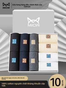 Tất MiiOW nam làm bằng cotton nguyên chất tất thể thao dài đến bắp chân chống mùi kháng khuẩn