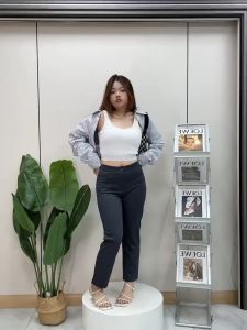 Highwaist Straightcut Slacks Formal Office Pants (L-5XL) Garterized Back w/2pockets for Women ‘6041