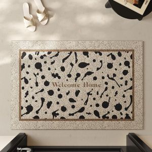 DDD Retro Luxury Entrance Mat PVC Silk Circle Doormat Anti-Slip Dirt Trapping Foot Pad Polka Dot Pattern Home Decor Rug