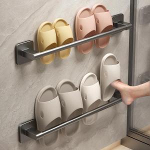 Bathroom Slipper Rack Wall Mounted Shoe Storage Holder No Drilling Required Space Saving Aluminum Shoe Stand Organizer