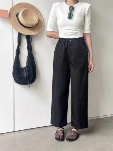 Slimming High Waist Straight Leg Pants Womens Spring Summer Thin Fabric Nine Points Colorful Cigarette Pants Casual Ladies Trousers