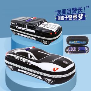 Best Selling Hot Sale Multifunctional Tank Stationery Box Elementary School Student Car Police Car Pencil Case Creative Pencil Case Kids Buggy Bag