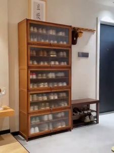 80x172CM Shoe Rack Organizer Transparent Flip Door Design Brown Shoe Storage Cabinet Extra Large Shoe Cabinet With Cover