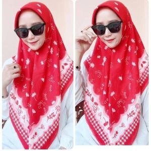 HIJAB SEGI EMPAT MOTIF HIJAU TERBARU PINGGIR LASERCUT BISA COD BISA TRANSPERAN