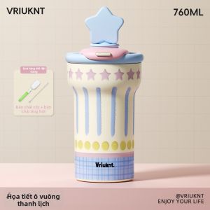 VRIUKNT | Ly Cốc Cách Nhiệt Phong Cách Mùa Hè Có Ống Hút