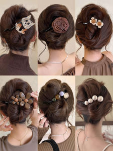 2025 New Pearl Flower Twist Clip High-End Sense Bun Shark Clamp Acrylic Hair Clip Headwear Fresh out Fashion Hair Accessories