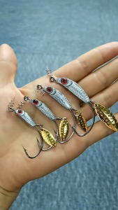 2 cái Lưỡi câu lure mồi mềm Đúc chì hình cá Kết hợp thìa xoay Khóa xoắn mồi mềm