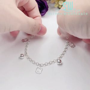 SilverWholesale #BB201 Original Silver 925 "Hello Kitty" Baby Bracelet Anklet (Gelang Kaki/Tangan untuk Baby)