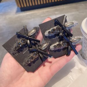 Elegant Simple Pearl Hair Clip Womens Butterfly Knot One-Word Diamond Embedded Hair Accessories Beach Hair Cardiologist