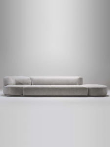 Italian Minimalist Rotation Sofa Fabric Art Style Soft Seat Wooden Structure Straight Row Three-Seater Living Room Couch