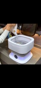 8L Mini Washing Machine 2-in-1 Folding Washing Machine with Dryer Basket for Baby Clothing Underwear Socks Automatic Blue Light Sterilization Washing Machine 折叠式迷你洗衣机