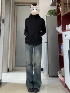 กางเกงยีนส์ทรงขาบานสไตล์อเมริกันย้อนยุคเอวต่ำทรงสลิมฟิตสำหรับผู้หญิง กางเกงขายาวทรงหลวมสบายๆ ทรงหลวม สไตล์สตรีท ฤดูใบไม้ผลิ ฤดูร้อน ฤดูใบไม้ร่วง ฤดูหนาว