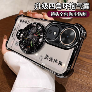 Ultra-Thin Silicone Phone Case for Huawei Honor Play 60 Full Cover Lens Film Protective Case with Stand Anti-Fall Soft Shell