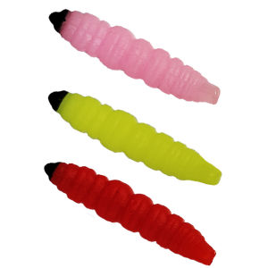 JYJ 3Cm Nhân Tạo Grub Mồi Câu Cá 100 Chiếc/Hộp Mềm Mại Chất Lượng Cao Dụ Cho Bass Cá Lóc Quan Cá Redfin-Vàng Phát Sáng Cam