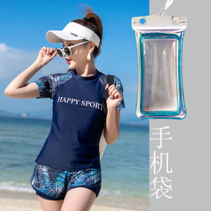 Large Size Womens Two-Piece Swimsuit Conservative Design Thermal Spring Swimming Costume Sporty Style with Chest Pad No Steel Ring