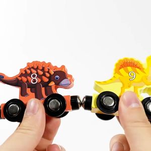 Geetoy Magnetic Wooden Colorful Dinosaur Number Train Set Building Blocks Educational Toys for Kids
