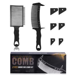 With 6 Accessories Barber Haircut Fade Combs Men Flat Top Hair Cutting Comb Salon Professional Hairdressing Positioning Comb