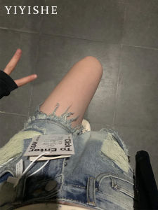 Retro American High Waist A-Line Skinny Denim Shorts Women Summer Wide Leg Short Pants Casual Washed out Distressed Jeans