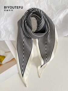 BIYOUTEFU | Trendy Professional Style Rhombus Black Striped Scarf
