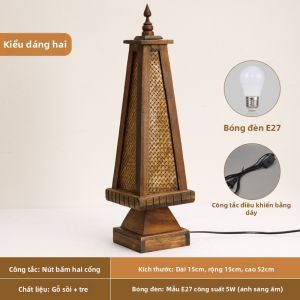 Đèn Phong Cách Đông Nam Á Cổ Điển Gỗ Nguyên Khối