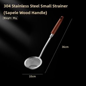 Fine Sifting & Oil Skimming Stainless Steel Strainer Wooden Handle