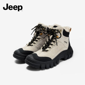 JEEP SPIRIT Winter Fleece Lined Thermal Boots for Women Anti-Slip Short Boots with British Style Heel Outdoor Martens Hiking and Mountaineering Shoes