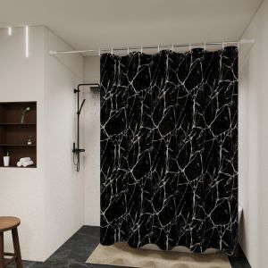 Fashionable and versatile black marble bathroom partition curtain bathroom shower curtain and toilet partition shielding curta