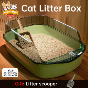 Cat Litter Box Large with Scoop Semi-enclosed Cat Toilet Deodorization Leakage Prevention