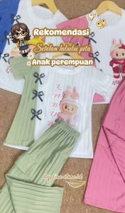 Desain Viral Labubu: Setelan Labubu Anak Perempuan Celana Cargo 1-6thn Bahan Knit