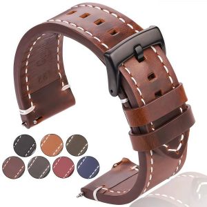 DUTRIEUX | Vintage Oil Wax Cowhide Leather Watch Band 18 20 22 24mm Handmade Genuine Leather Strap with Steel Buckle for Men Women
