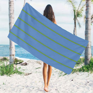 Blue Green Vertical Stripe Quick Drying Microfiber Beach Towel Lightweight for Swimming Camping Yoga - Bath Towel
