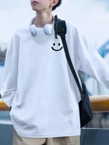 Long Sleeves T-Shirt Mens Autumn Thin 2024 New Arrival Mens Clothing Casual Pure Cotton Teenagers Sweatshirt Boys Autumn Clothing Tops