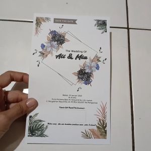 ISI 50 PCS COD Undangan Pernikahan 21x13(18) - Undangan Nikah Satu Lembar - 1 Lembar Undangan Bolak Balik Kartu Ucapan Kertas Undangan Walimah Jimpitan Undangan Pesta Syukuran