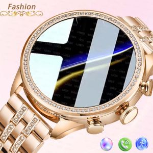 Fashion Luxury Gold Women Smart Watches Valentines Gift Diamond Bracelet Bluetooth Call Notification Reminder Smartwatch Ladies