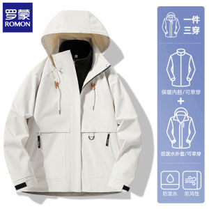 Romon Womens down Jacket 2025 New Three-in-One Inner Outdoor Climbing Clothes Spring Autumn Winter Heavy Duty Zipper Casual