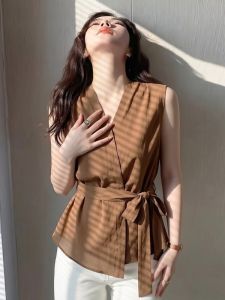 AIYITI | Vintage Style V-Neck Sleeveless Big Size Womens Shirt