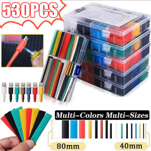 530pcs/328pcs/164pcs Heat Shrink Tubing Insulation Shrinkable Tubes Assortment Electronic Polyolefin Wire Cable Sleeve Insulation Heat Shrink Tube Kit with Box