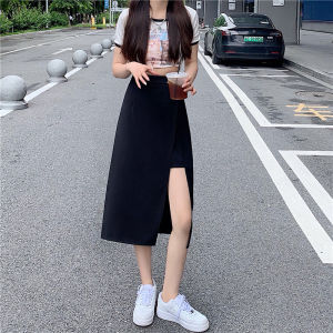 Suit Split New Arrival Autumn Skirt Asymmetrical Plus Size Plus Size Ladies High Waist Slimming Midi Dress K-style A- Line Skirt