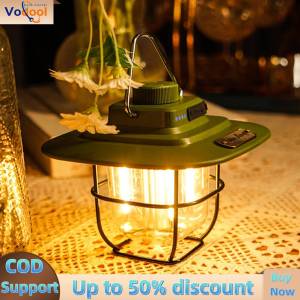 【Vodool Auto Center】LED Camping Light with Dimmable Function Retro Look and Hanging Hook for Outdoor Equipment
