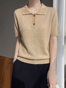 YUEXINYIRONG | Hollow Polo Collar Knitted Short Sleeve Summer Thin Slimming Shirt