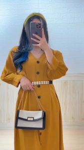 4133 adelina puffy button maxi dress polos casual dress busui friendly