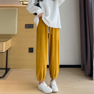 JIANGLU | Plus Size Womens Fleece Lined Trousers Autumn Winter Loose Fit Casual Sweatpants High Waist Lantern Pants Slimming Effect
