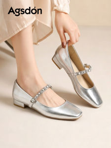 Agsdon | Ballet-inspired Miu Design Silver Mary Jane Shoes